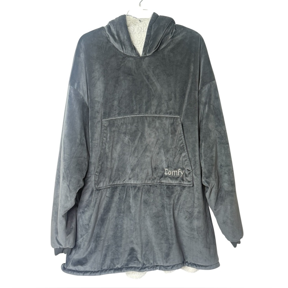 The Comfy Original Wearable Blanket Hoodie Adult OS Gray Oversized Lounge Sherpa